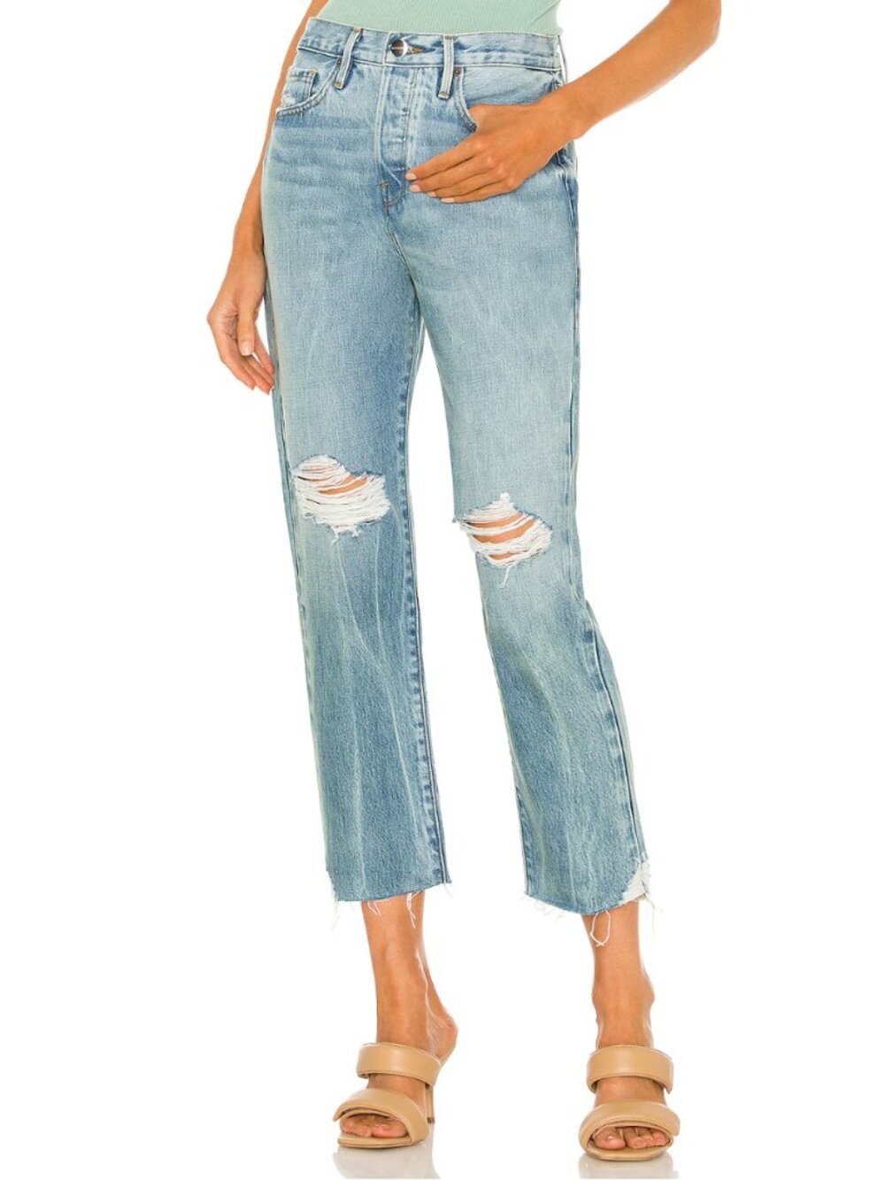 Frame Le Original Straight in distressed crop